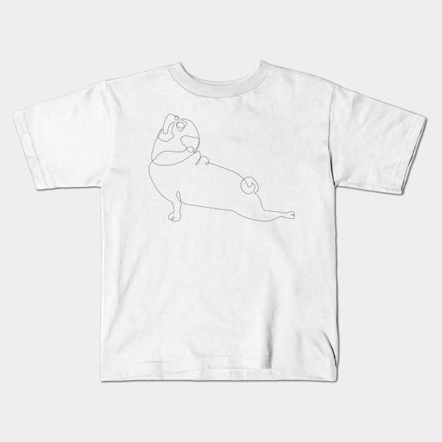 One Line Pug Upward Facing Dog Kids T-Shirt by huebucket